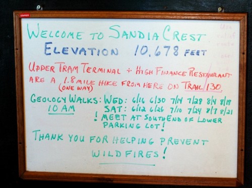 Sign at Sandia Crest store